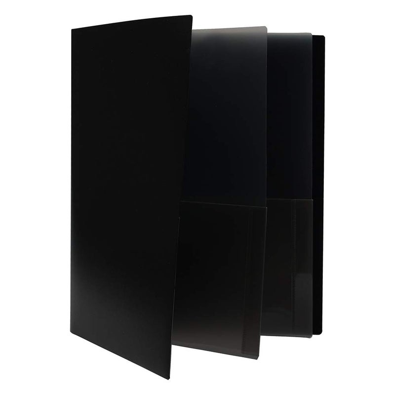JAM PAPER Heavy Duty Plastic Multi Pocket Folders - 6 Pocket Organizer - Black - 2/Pack - Image 1